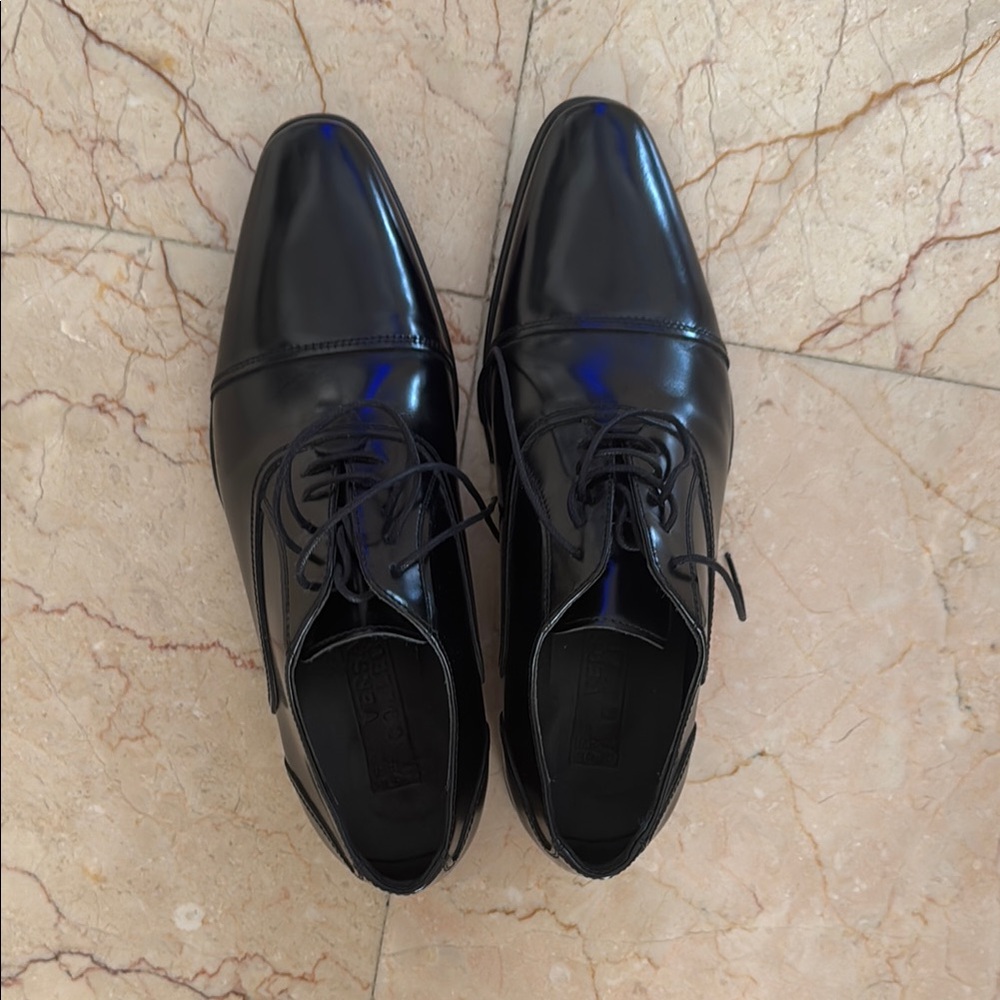 Versace Collection Black Leather Oxfords